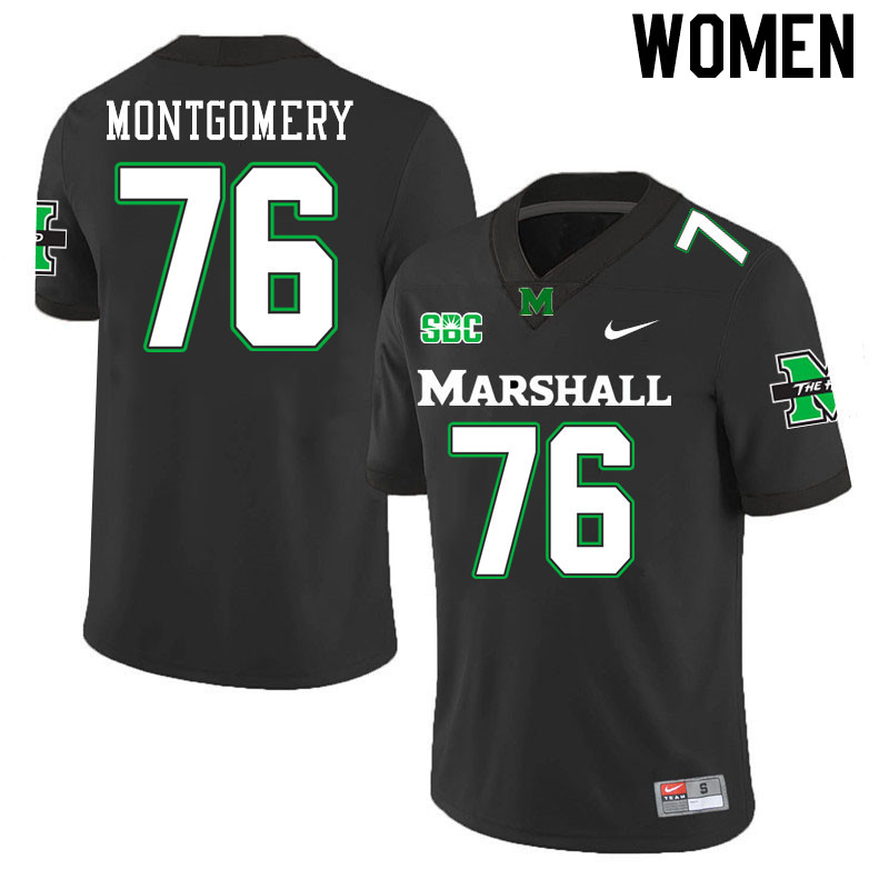 Women #76 Tariq Montgomery Marshall Thundering Herd SBC Conference College Football Jerseys Stitched